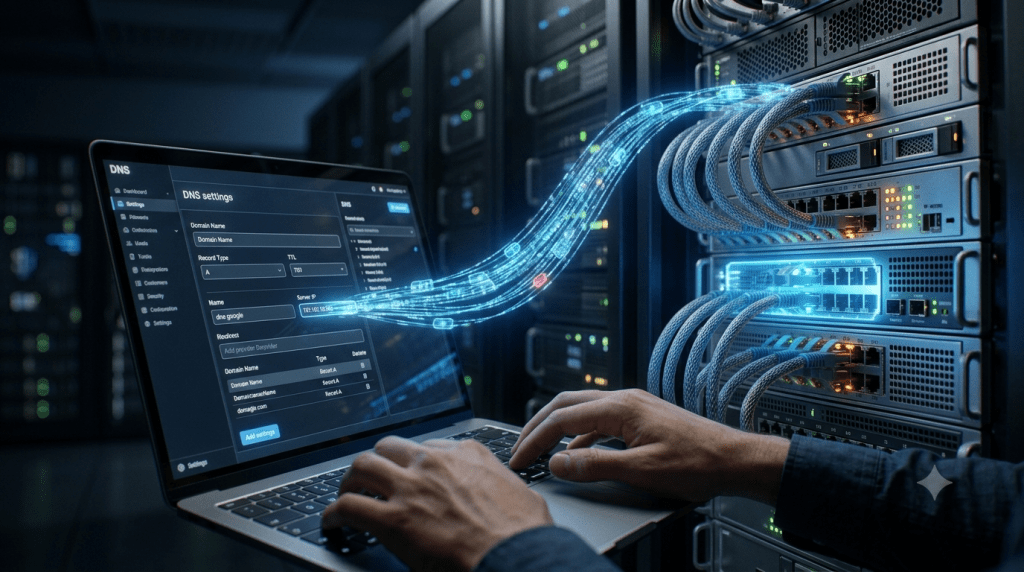 DNS, web hosting, A record, nameservers, DNS propagation, virtual host, MX record